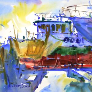 4609 Tug @ Port Townsend, Original Watercolor Painting by Eric Wiegardt AWS-DF, NWS
