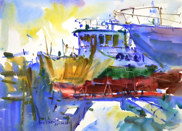 4609 Tug @ Port Townsend, Original Watercolor Painting by Eric Wiegardt AWS-DF, NWS