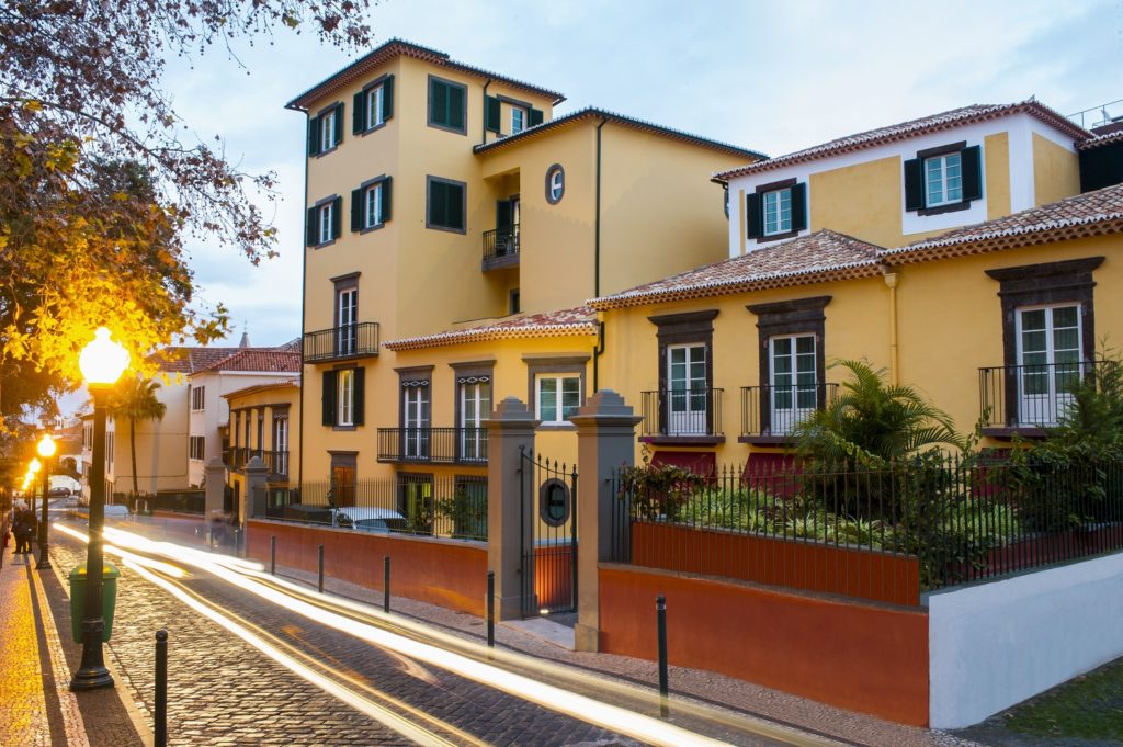 Castanheiro Boutique Hotel entrance in Madeira Portugal. 